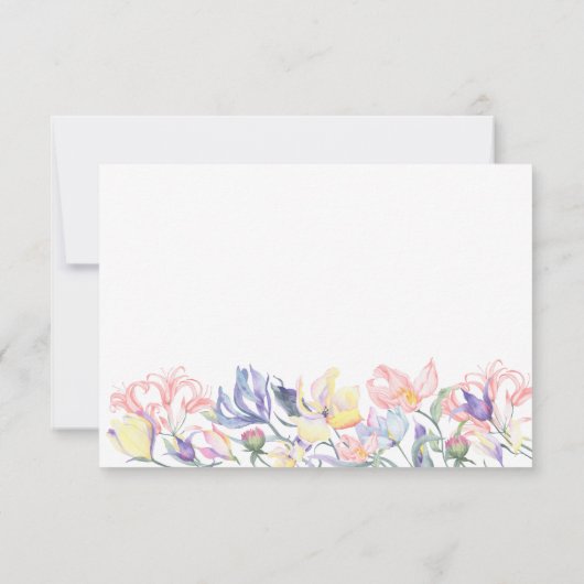 水彩の花 – 感謝してい youブライダルシャワー サンキューカード (裏面)