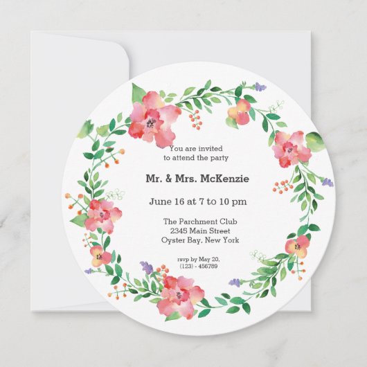水彩の花 招待状 (正面)