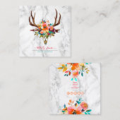 水彩の花，防ほスカル+矢印+大理石 スクエア名刺 (正面/裏面)