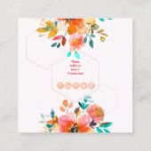 水彩の花、BOHOスカル+矢印 スクエア名刺 (裏面)