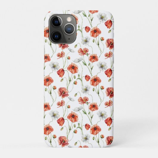水彩の草原のポピーと白い野花 Case-Mate iPhoneケース (裏)