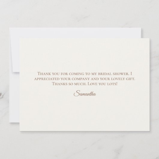 水彩の草原のワイルドフラワー ブライダルシャワー サンキューカード (裏面)