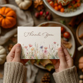 水彩の草原のワイルドフラワー ブライダルシャワー サンキューカード