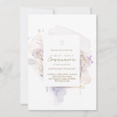 水彩の草原の花 ファースト・ホーリー・コミュニオン 招待状 (正面)