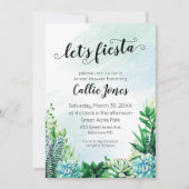 水彩の華やかなフィエスタ シャワーの招待状 招待状 (正面)