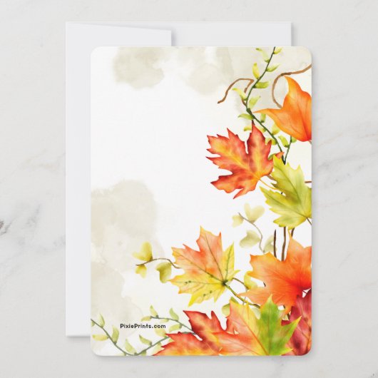 水彩の落ち葉の招待状 招待状 (裏面)