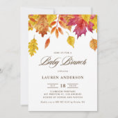 水彩の落ち葉 オータム ベイビー ブランチ 招待状 (正面)