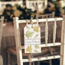 水彩の落ち葉 感謝祭 ギフトタグ