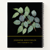 水彩の葉がエレガントなゴールドのプロフェッショナル ノートブック (裏面)