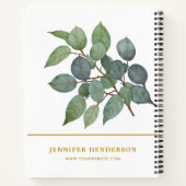 水彩の葉がエレガントなゴールドのプロフェッショナル ノートブック (裏面)