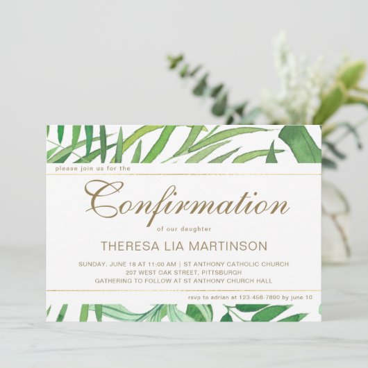 水彩の葉とクロスの確認 招待状 (スタンド正面)