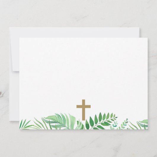 水彩の葉とクロスの確認 招待状 (裏面)