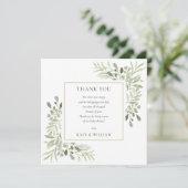 水彩の葉とグリーン 赤ちゃんのシャワー詩 サンキューカード (スタンド正面)