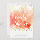 水彩の葉とコンフェッティ ウェディング ブライダル シャワー 招待状 (正面)