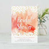 水彩の葉とコンフェッティ ウェディング ブライダル シャワー 招待状 (スタンド正面)