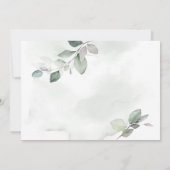 水彩の葉とメタリックゴールドのウェディング セーブザデート (裏面)