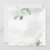 水彩の葉とメタリックゴールドのウェディング セーブザデート (裏面)