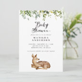水彩の葉と鹿の森の赤ちゃんシャワー 案内状 (スタンド正面)