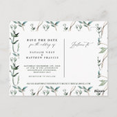 水彩の葉のアンパサンドで日付を保存 ポストカード (裏面)