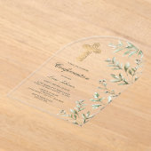 水彩の葉のアーチ確認 アクリル招待状 (レイダウン)