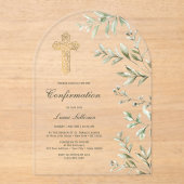 水彩の葉のアーチ確認 アクリル招待状 (正面)