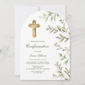 水彩の葉のアーチ確認 招待状 (正面)