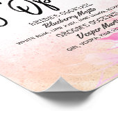 水彩の葉のウェディング バーはオープン ドリンクメニュー ポスター (角)