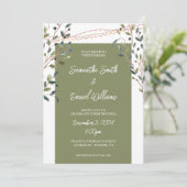 水彩の葉のグリーンウェディング 招待状 (スタンド正面)