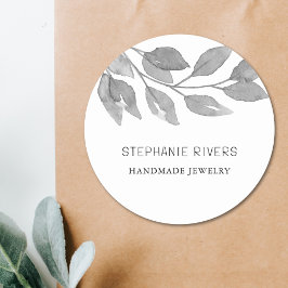 水彩の葉のジュエリーメーカー ラウンドシール