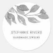 水彩の葉のジュエリーメーカー ラウンドシール (正面)