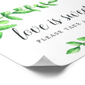 水彩の葉のデザー結婚トバーの看板 ポスター (角)