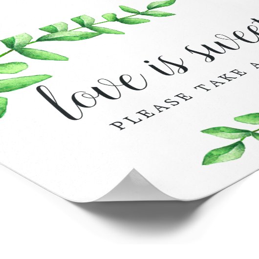 水彩の葉のデザー結婚トバーの看板 ポスター (角)