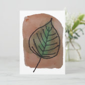 水彩の葉のノテ空白のカード サンキューカード (スタンド正面)