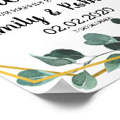 水彩の葉のブランチ葉の結婚ポスター ポスター (角)