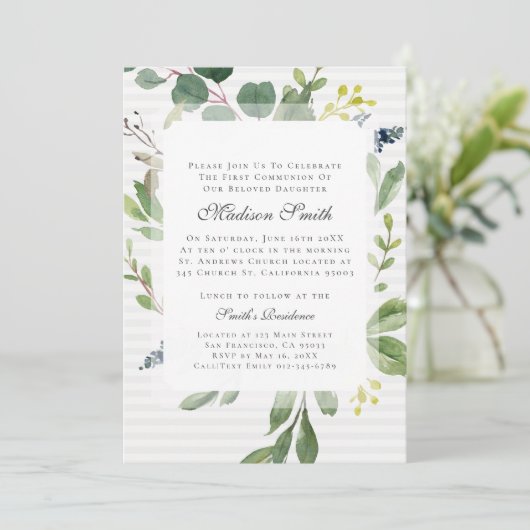 水彩の葉の最初の共有招待状 招待状 (スタンド正面)