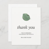 水彩の葉の結婚式のお礼カード - フラット サンキューカード (正面/裏面)