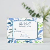 水彩の葉の結婚式出欠確認カード 出欠カード (スタンド正面)