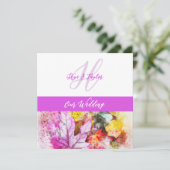 水彩の葉の結婚式招待状 招待状 (スタンド正面)