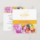 水彩の葉の結婚式招待状 招待状 (正面/裏面)