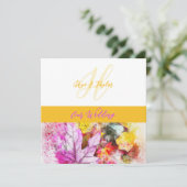 水彩の葉の結婚式招待状 招待状 (スタンド正面)