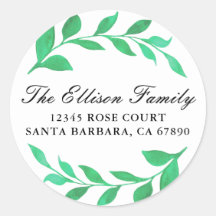 水彩の葉の花輪 グリーン ボタニカル