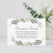 水彩の葉の花輪 結婚式の披露宴の詳細 エンクロージャーカード (スタンド正面)