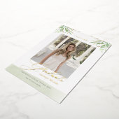 水彩の葉の葉文字の写真の卒業 箔招待状 (回転した状態)