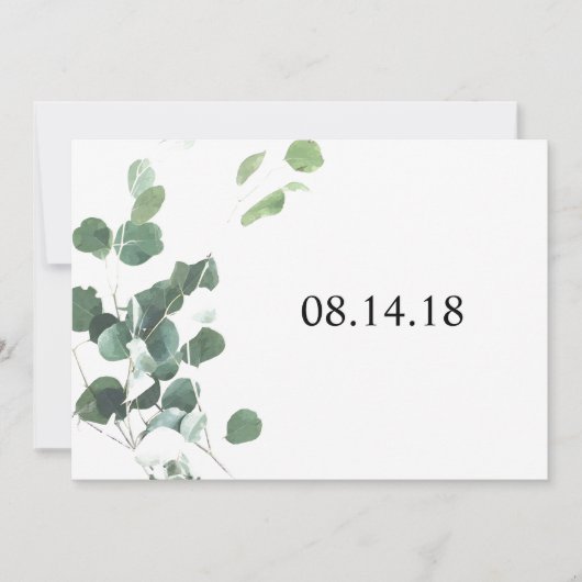 水彩の葉のSave the Dateカード 5x7 セーブザデート (正面)