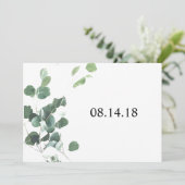 水彩の葉のSave the Dateカード 5x7 セーブザデート (スタンド正面)