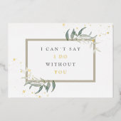 水彩の葉を使ったブライズメイドへのプロポーズ 箔招待状 (正面)