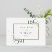 水彩の葉を使ったブライズメイドへのプロポーズ 箔招待状 (立ち正面)