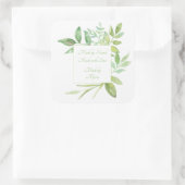 水彩の葉を持つ手ラベルで作成 スクエアシール (バッグ)