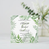 水彩の葉ウェディングシャワー 招待状 (スタンド正面)