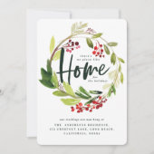 水彩の葉クリスマスの新しいホームホリデー シーズンカード (正面)